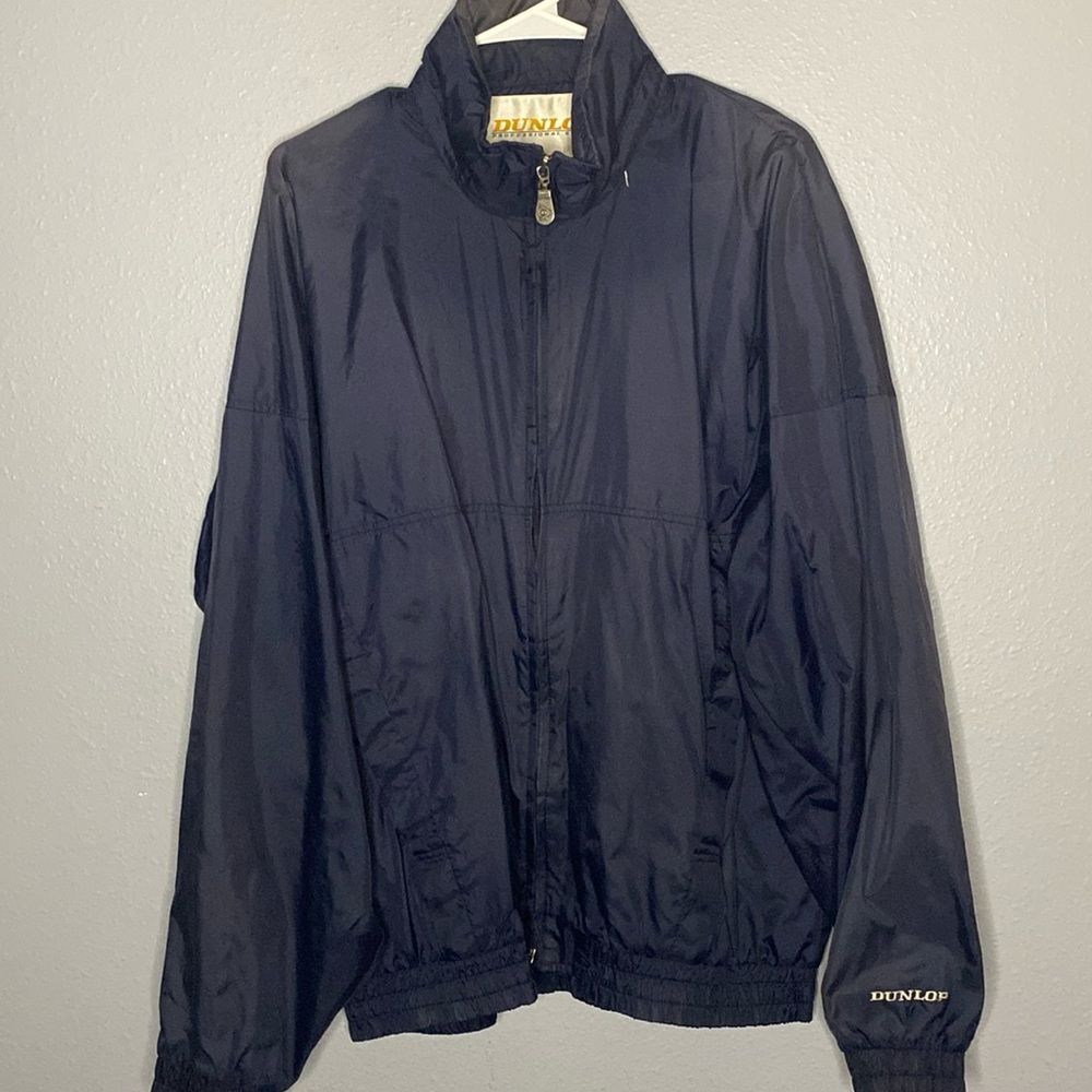 Vintage Dunlop Windbreaker Navy Full zip Jacket Size Large